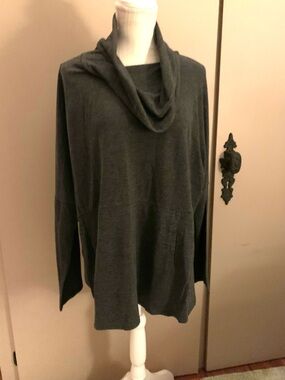 Olivia Sky Dark Gray Cowl Neck Tunic Top